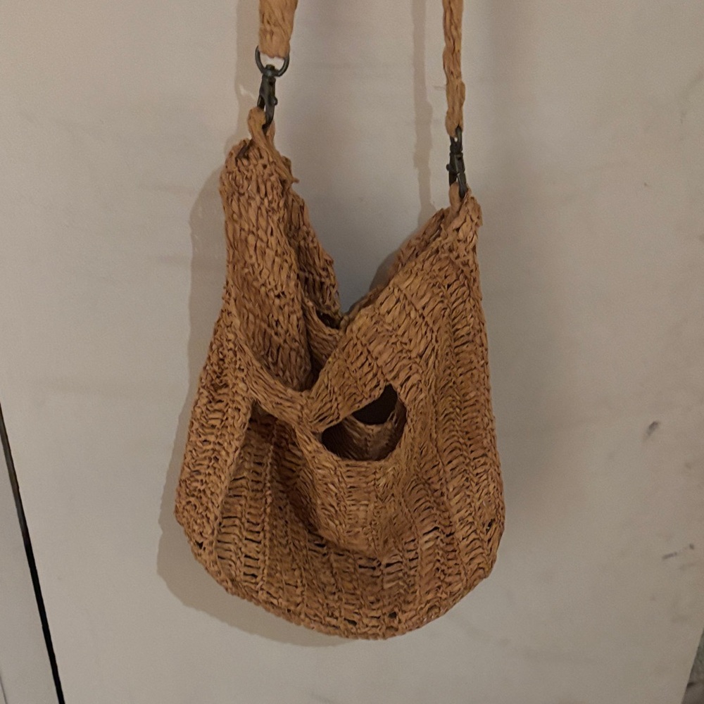 Free People Natural Woven Hobo Bag